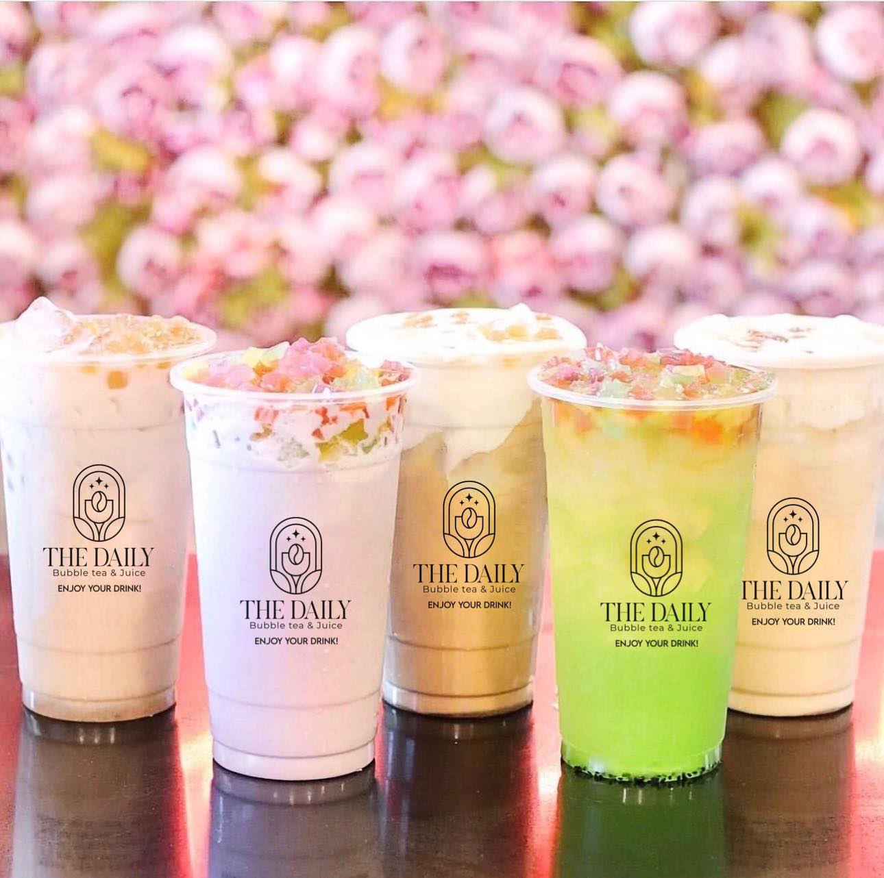 A selection of bubble teas from The Daily Bubble Tea & Juice 