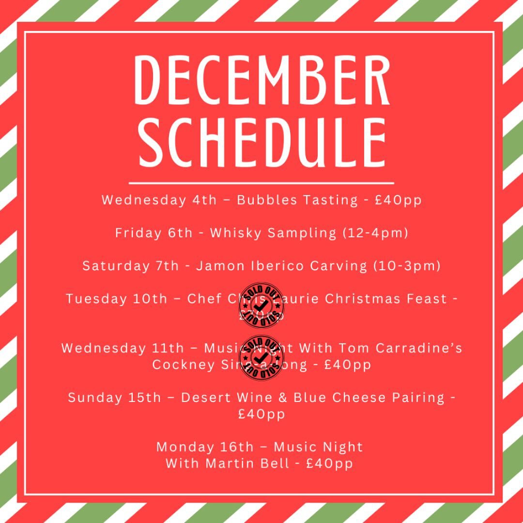 Schedule of December 2024 events for Liquorice in Shenfield