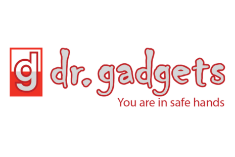 Logo for Dr Gadgets, red and grey on a white background. Text underneath reads 'You are in safe hands'.