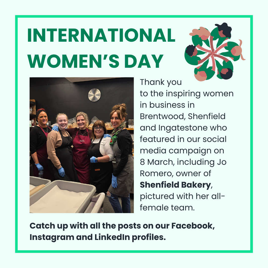 Image showing Jo Romero and female staff members at Shenfield Bakery for International Women's Day