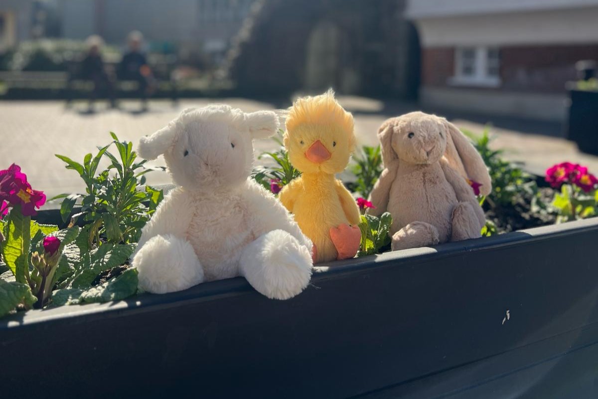 Image showing a lamb, chick and rabbit Jellycat toys.