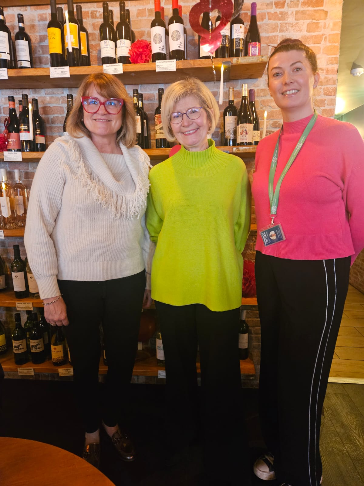 Sarah Walmsley with Julie Bell, owner at The Lounge Wine Bar, and Lesley Wagland.