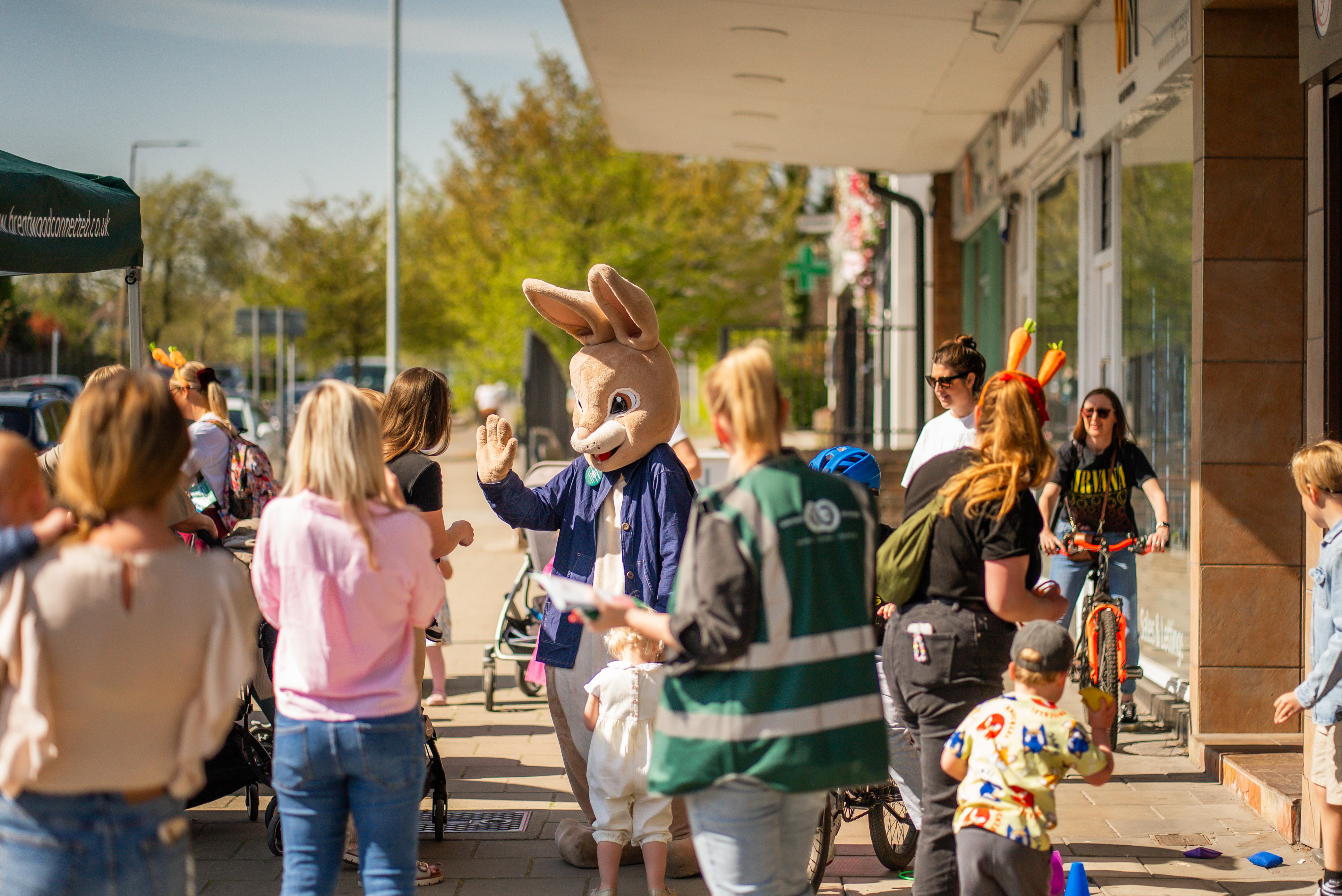 Image showing an Easter Bunny character meeting crowds of people in Shenfield.