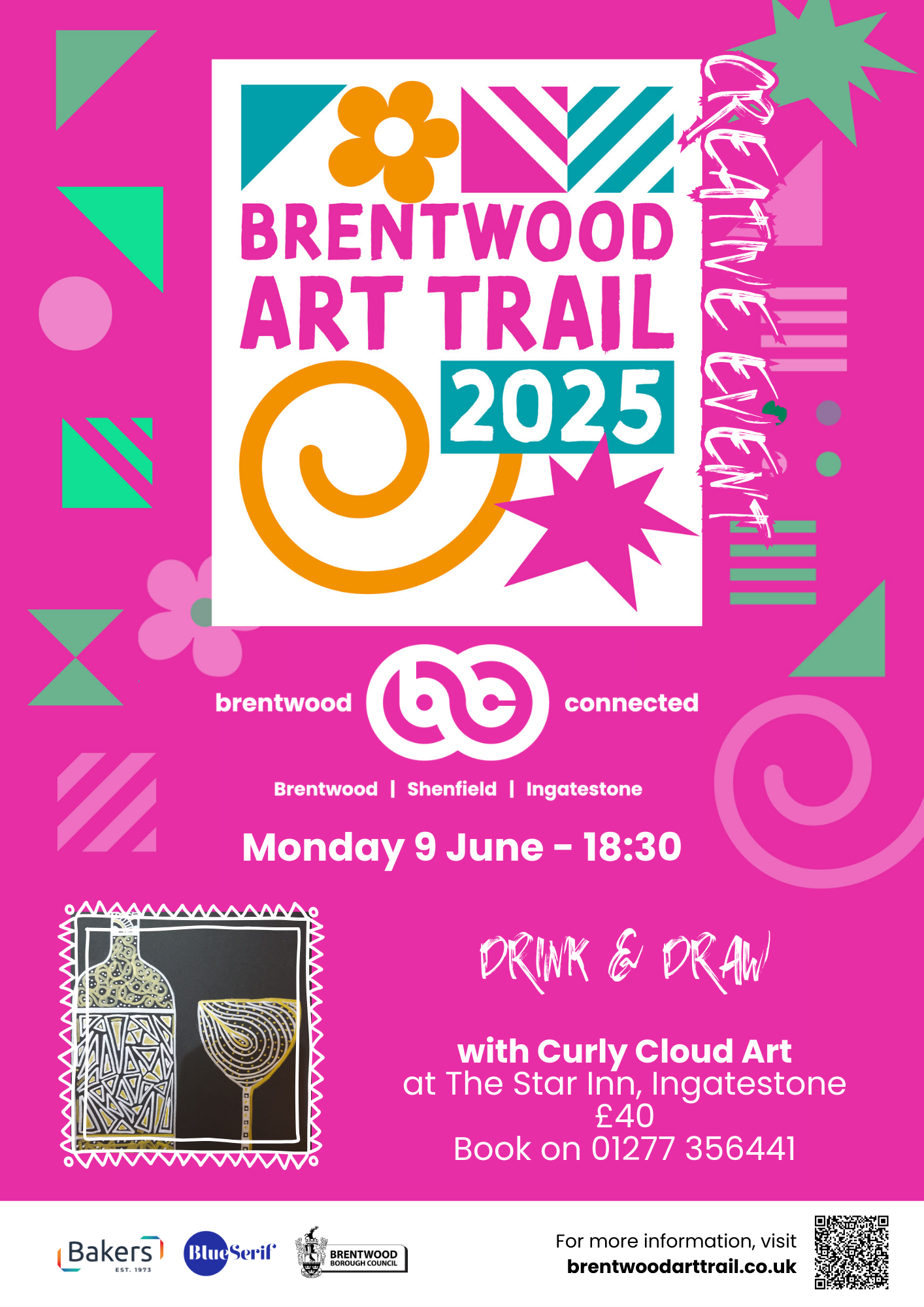 Poster promoting Drink & Draw at The Star Inn with Curly Cloud Art on Monday 9 June from 6.30pm