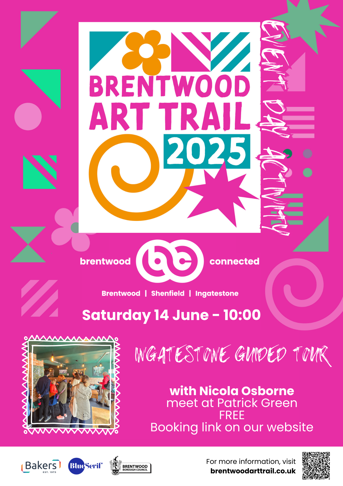 Image promoting the Brentwood Art Trail Guided tour in Ingatestone on Saturday 14 June from 10am, starting at Patrick Green.