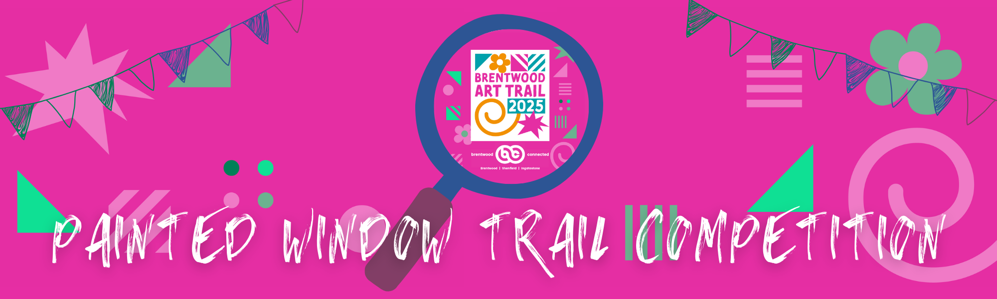 Image promoting the Painted Window Trail as part of the Brentwood Art Trail