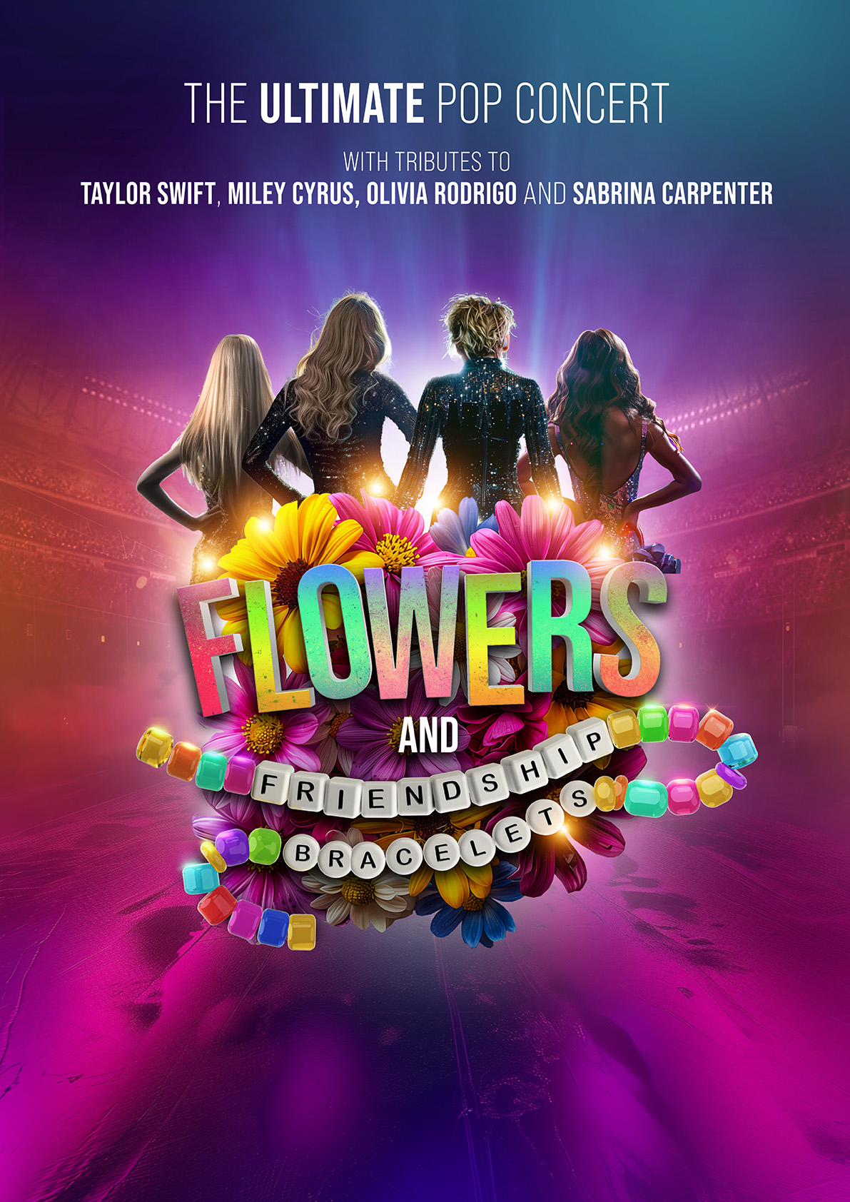 Poster promoting Flowers and Friendship Bracelets show.