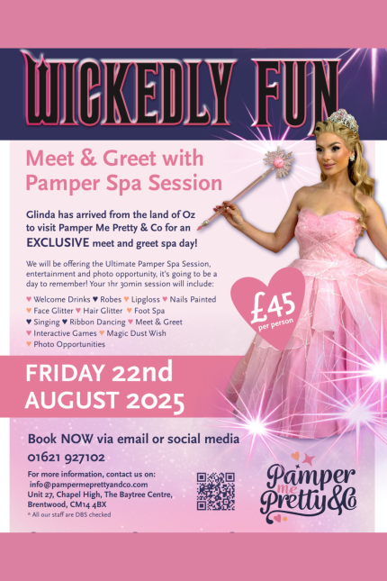 Image promoting a Wickedly Fun pamper session at Pamper Me Pretty & Co in August 2025.