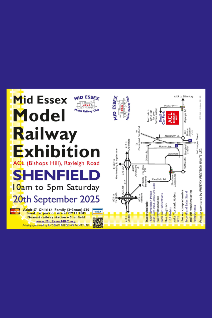 Image promoting the Mid Essex Model Railway Exhibition in September 2025.