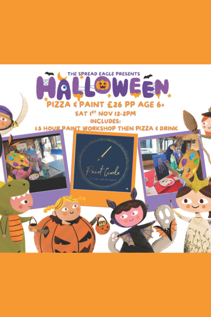 Image promoting Halloween Pizza & Paint at The Spread Eagle on Saturday 1 November 2025.