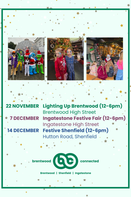 Image showing the upcoming 2025 festive events from Brentwood Connected.