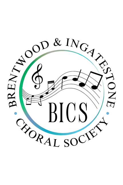 Logo for Brentwood & Ingatestone Choral Society with musical notes in the centre.