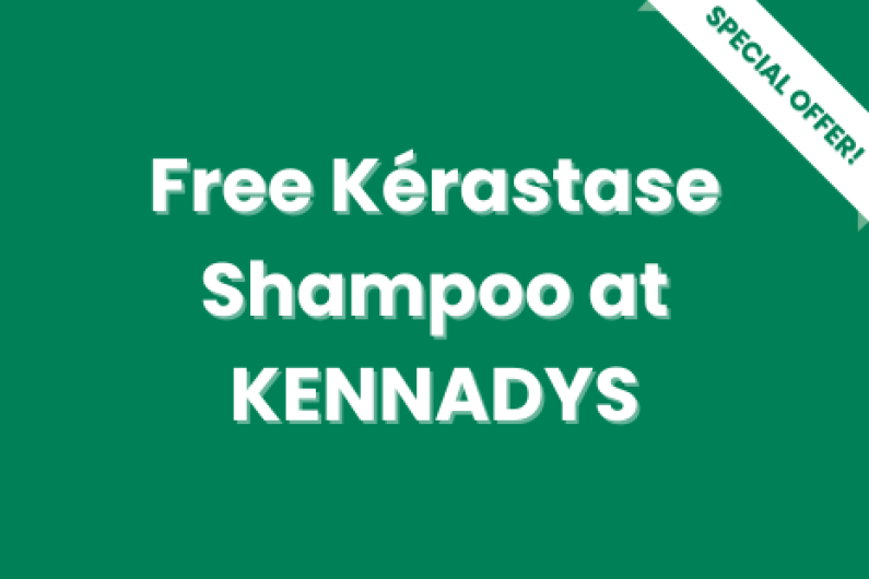 White text on green background with a white 'SPECIAL OFFER!' banner with green text on the right corner of the image.  Text in the centre reads 'Free Kérastase Shampoo at KENNADYS'