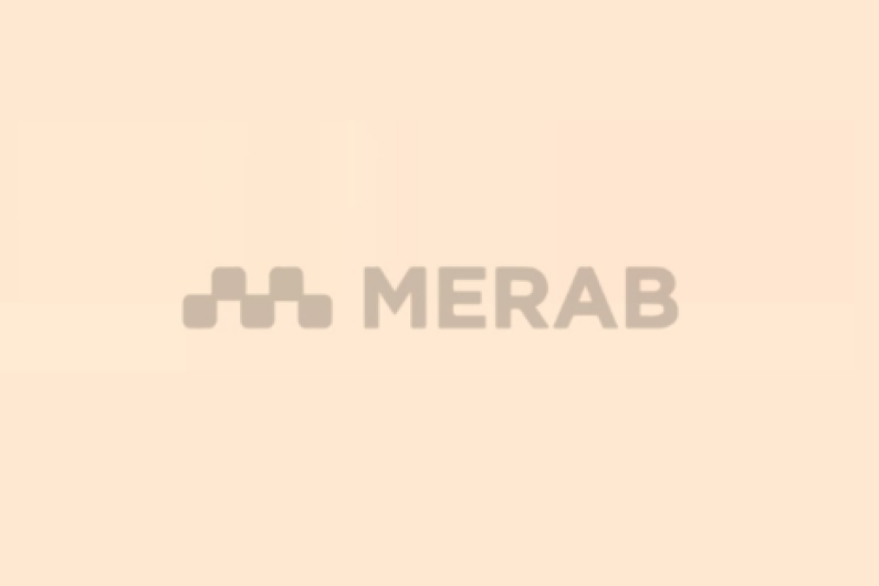 Logo for MERAB.  Light brown text on a peach background.