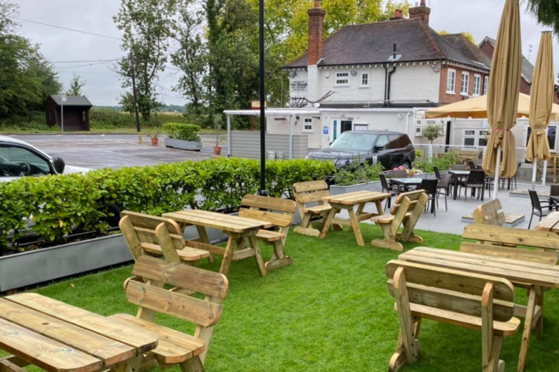 Beer garden at The Plough