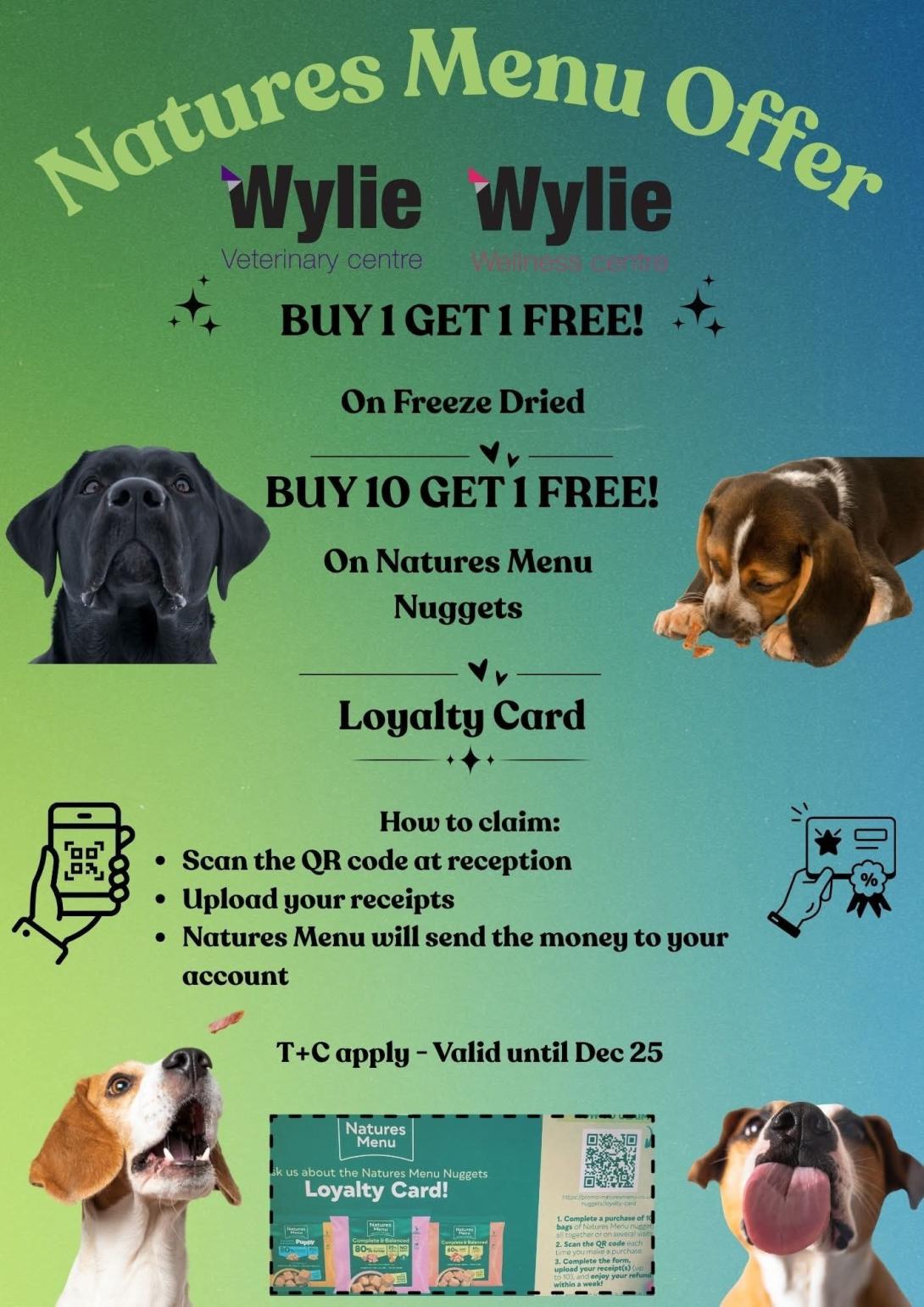 Image promoting the Natures Menu special offers at WYLIE WELLNESS CENTRE.