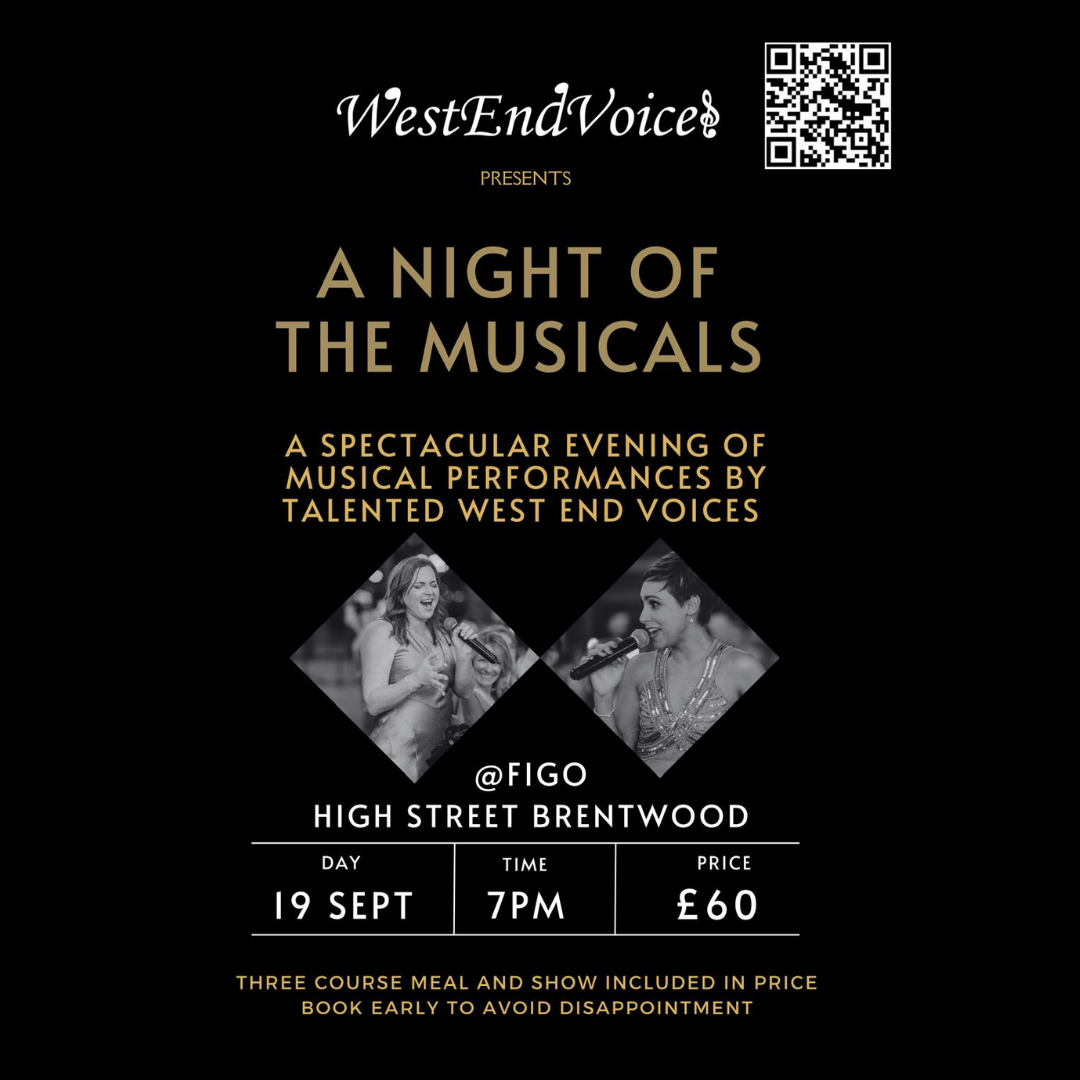 Poster promoting A Night Of The Musicals at Figo Restaurant in September 2025.