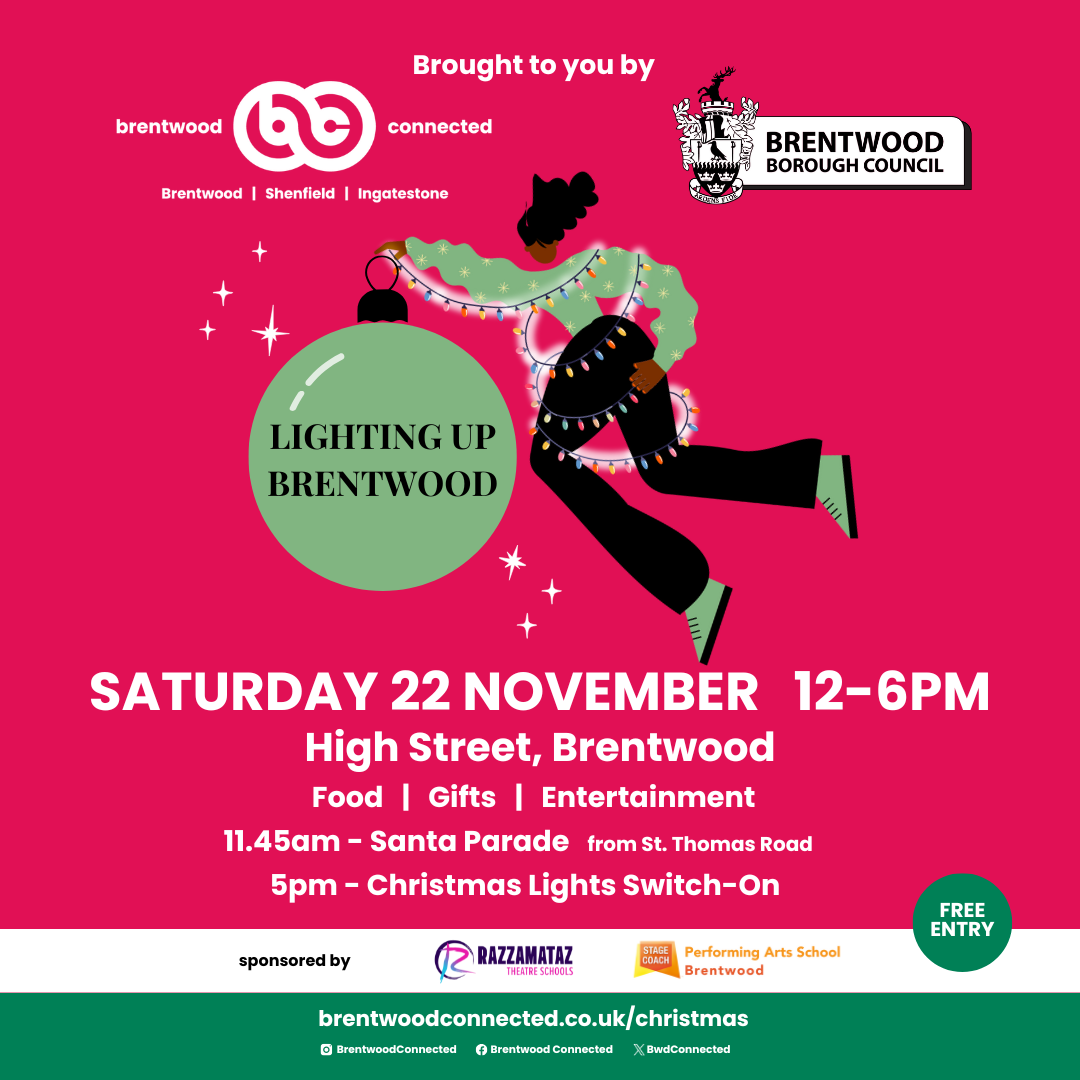 Poster promoting Lighting Up Brentwood on Saturday 22 November 2025.