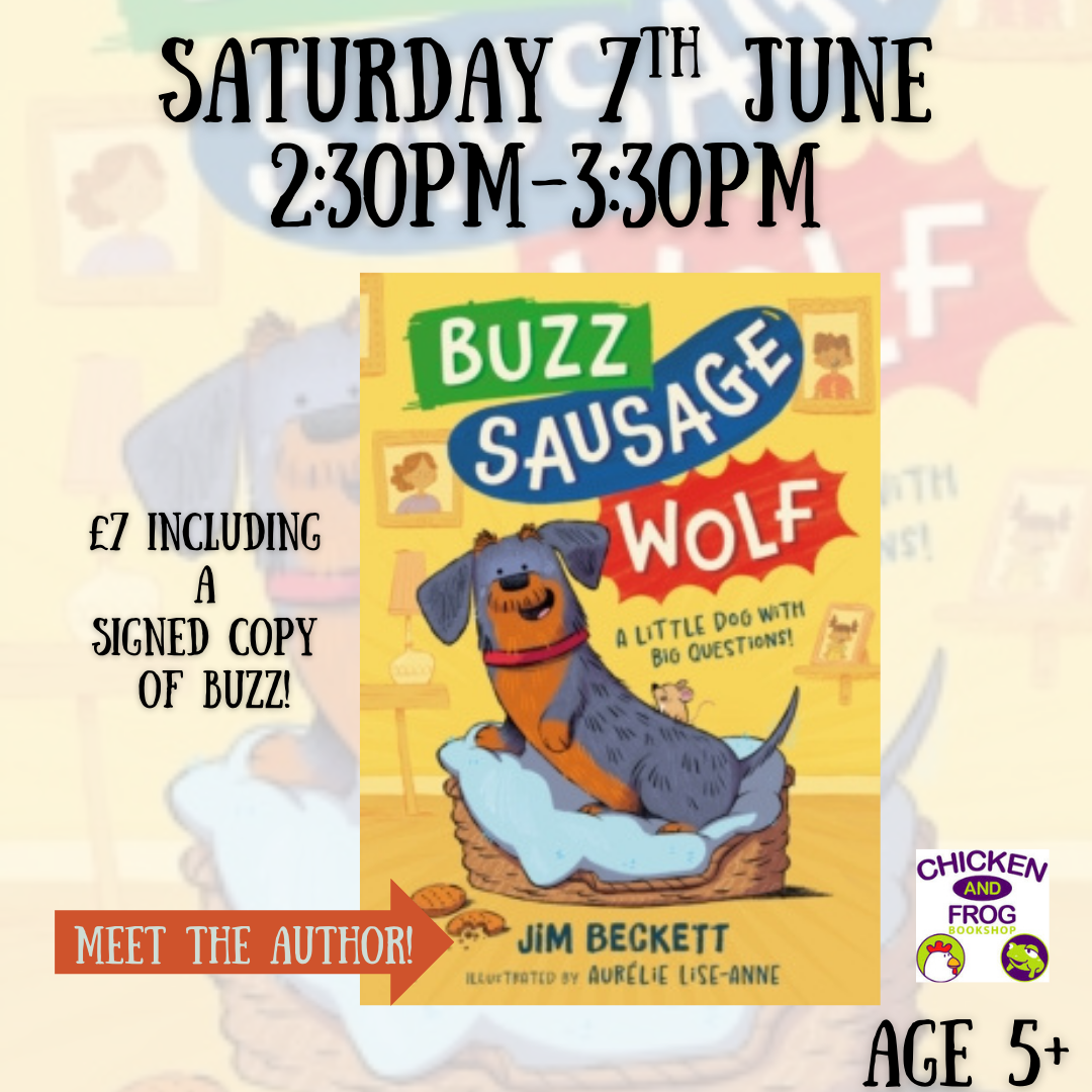 Image promoting Storytime with author Jim Beckett at Chicken & Frog Bookshop on Saturday 7 June from 2.30pm.