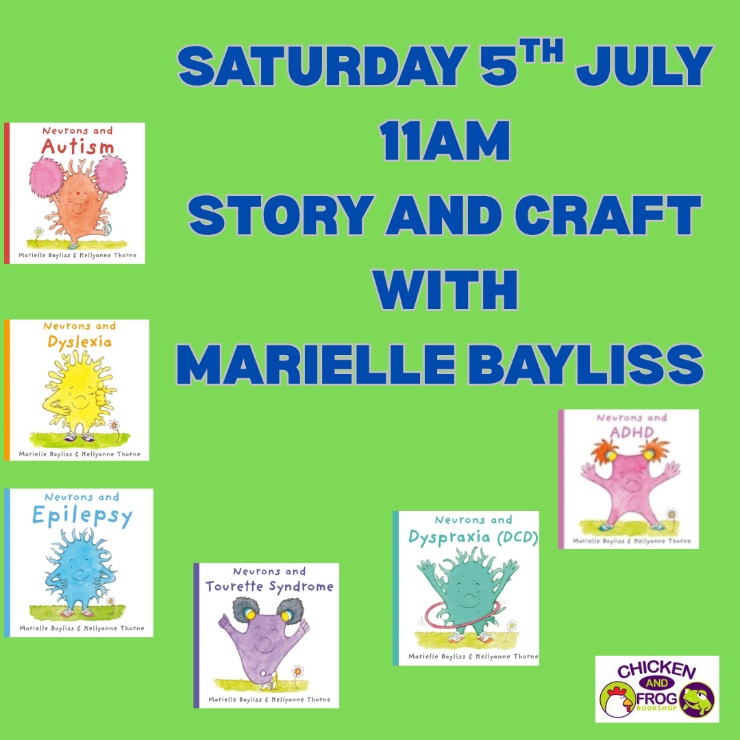 Image promoting story and crafts with author Marielle Bayliss at Chicken and Frog Bookshop on Saturday 5 July.