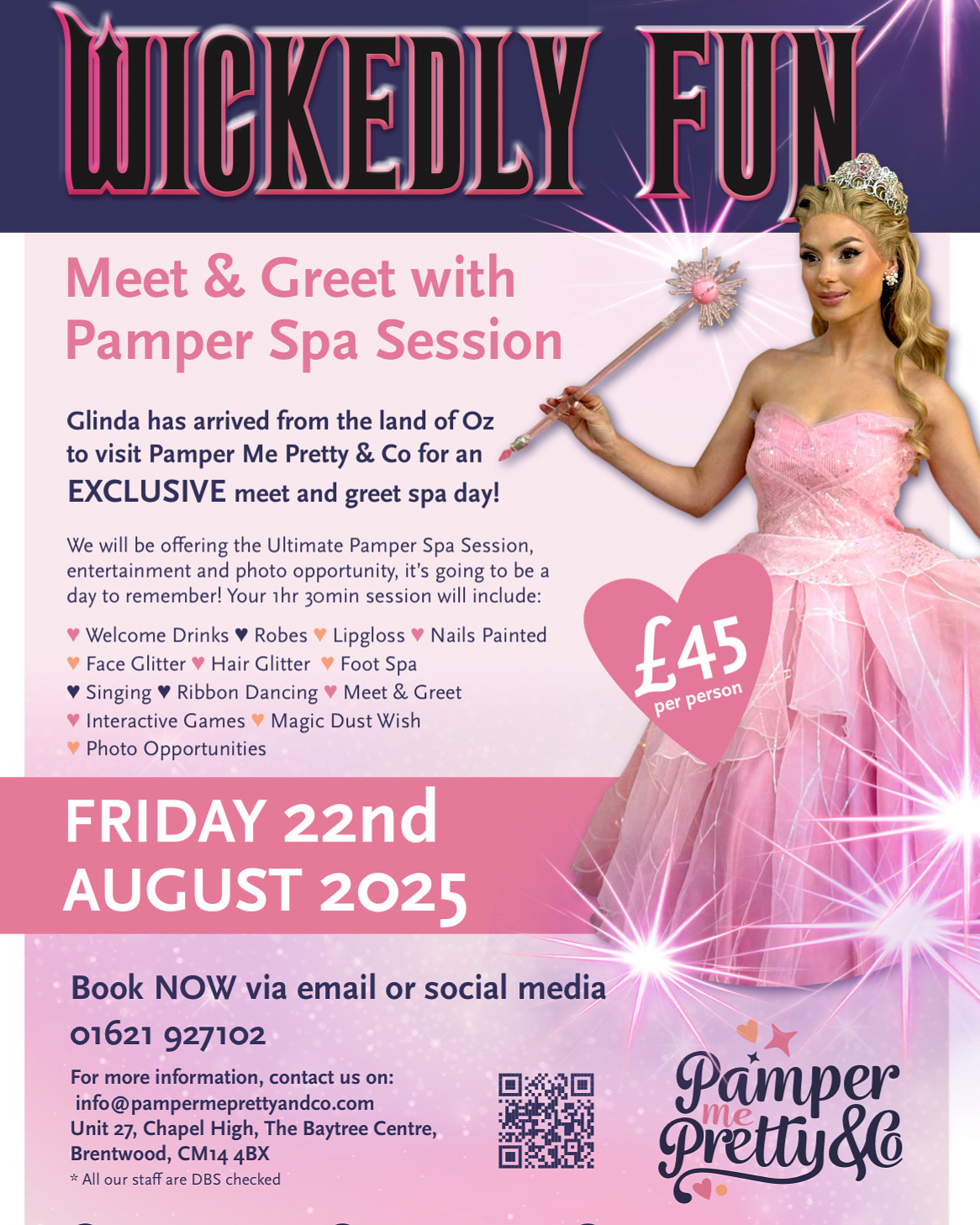 Image promoting a Wickedly Fun pamper session at Pamper Me Pretty & Co in August 2025.