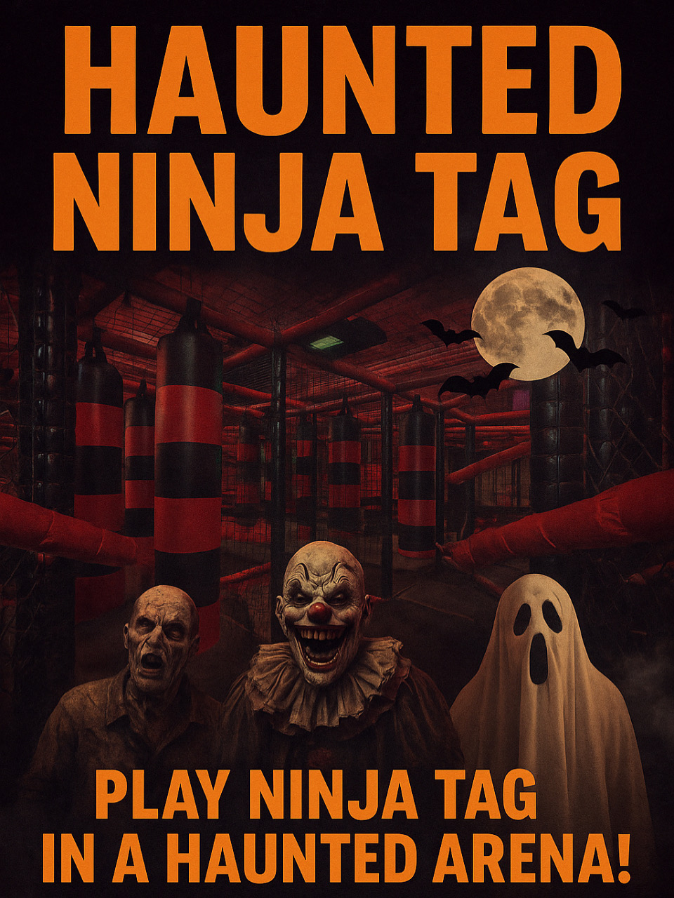 Image promoting Haunted Ninja Tag at at King George's Playing Fields Pavilion.