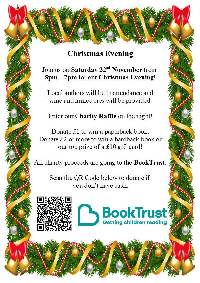 Poster for Christmas evening at Waterstones Brentwood 2025.