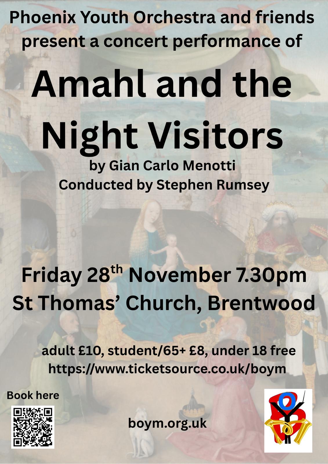 Poster for Amahl and the Night Visitors Concert.