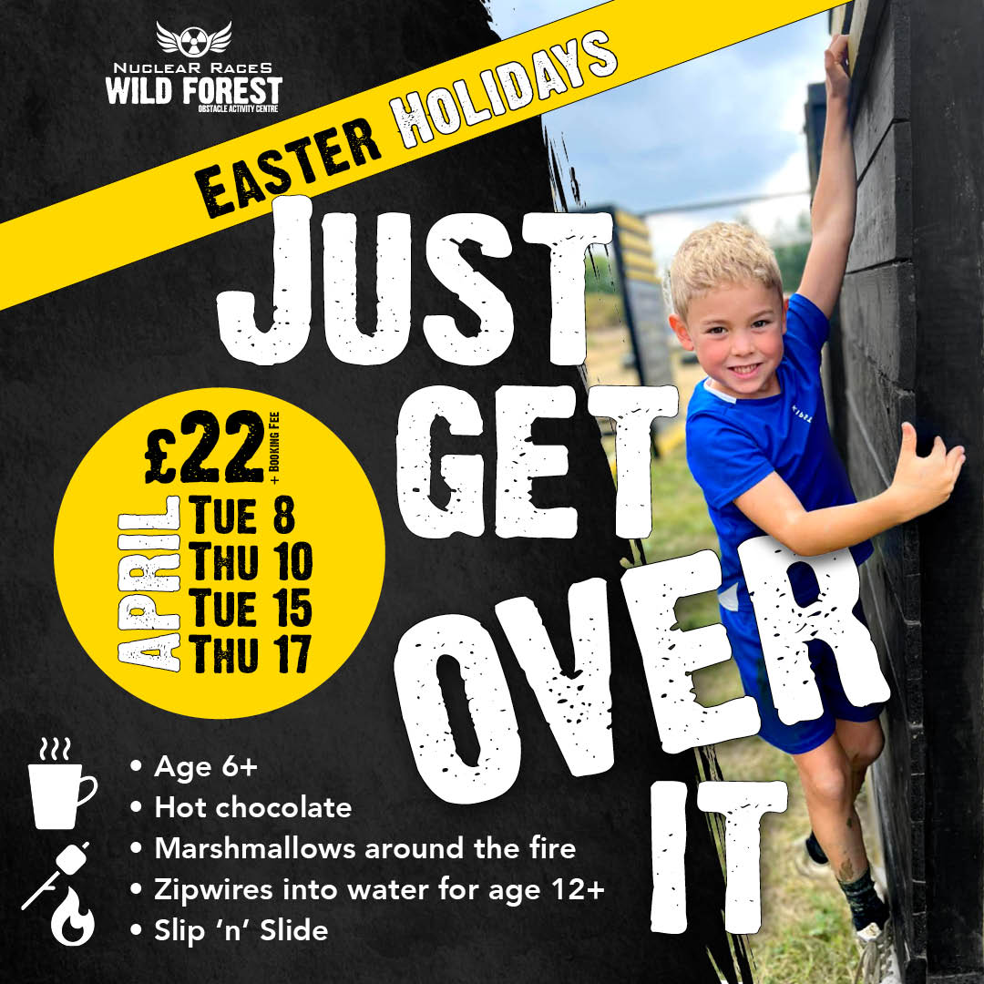 Poster promoting 'Just Get Over It' at Wild Forest on 8, 10, 15 & 17 April 2025.