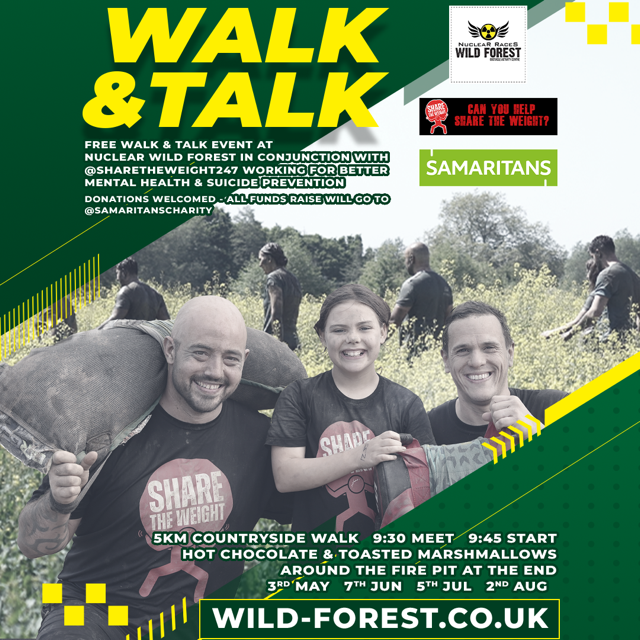 Image promoting 'Walk & Talk' event in May, June, July and August at Nuclear Wild Forest.